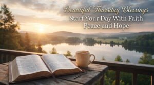 Beautiful Thursday blessings with Bible and peaceful sunrise