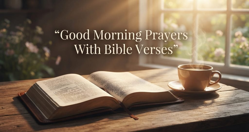 Good morning prayers with Bible verses and sunrise