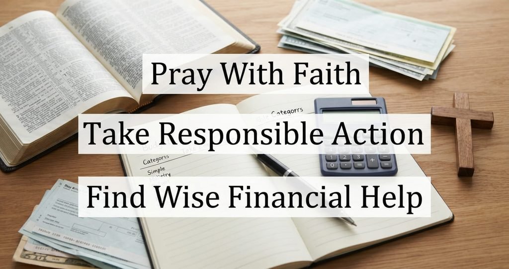 Practical financial help with Bible budget notebook calculator and cross