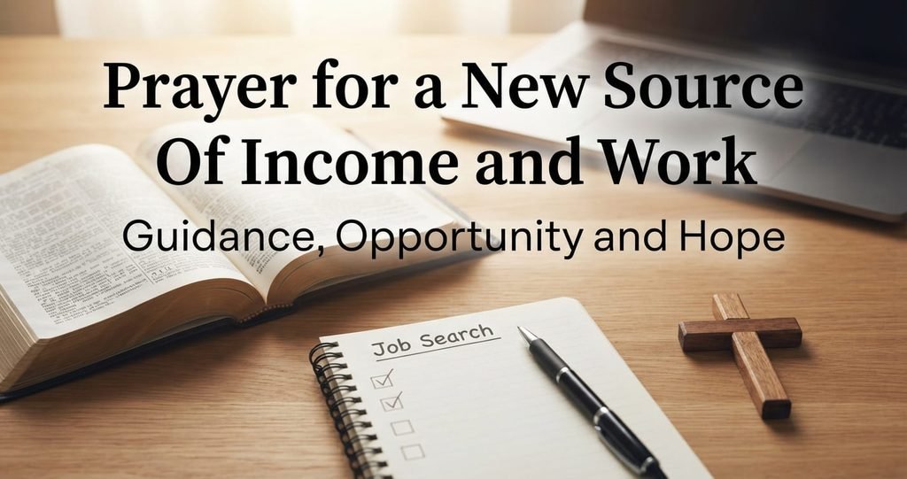 Prayer for a new source of income with Bible cross and financial planning