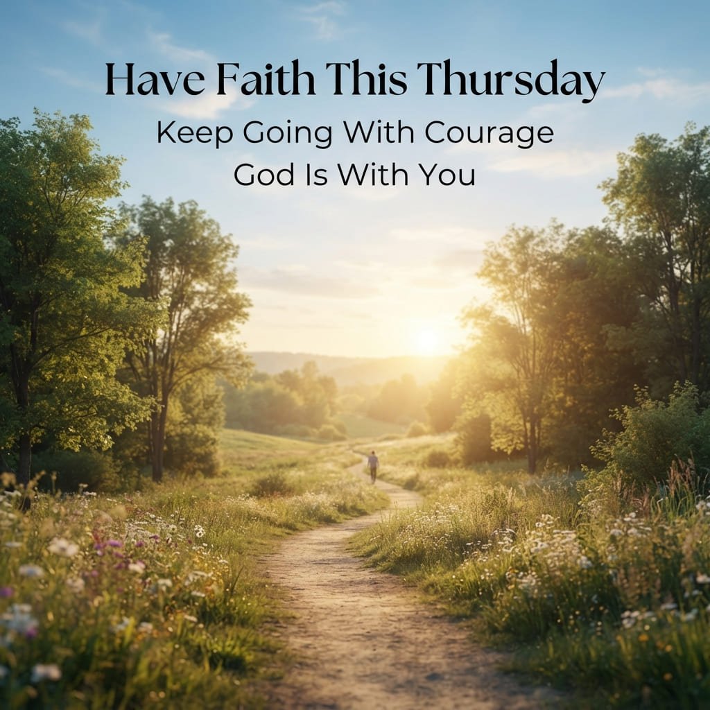 Thursday faith and encouragement message with peaceful path