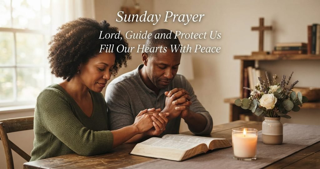 African American Sunday prayer GIF with Bible and peaceful light