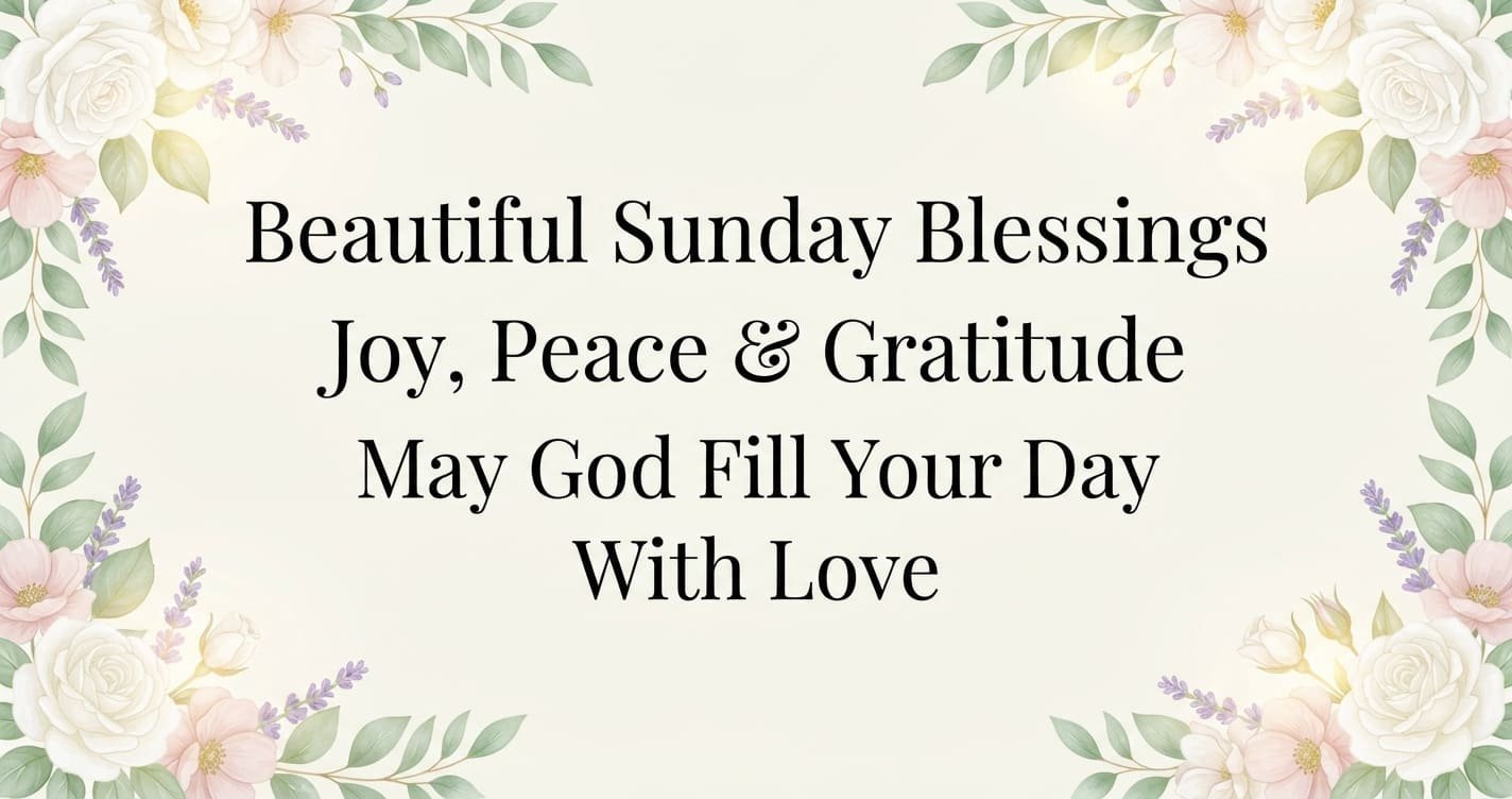 Beautiful Sunday blessings with flowers and a peaceful morning message