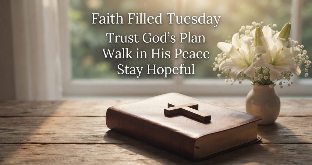 Faith filled Tuesday messages with Bible and cross