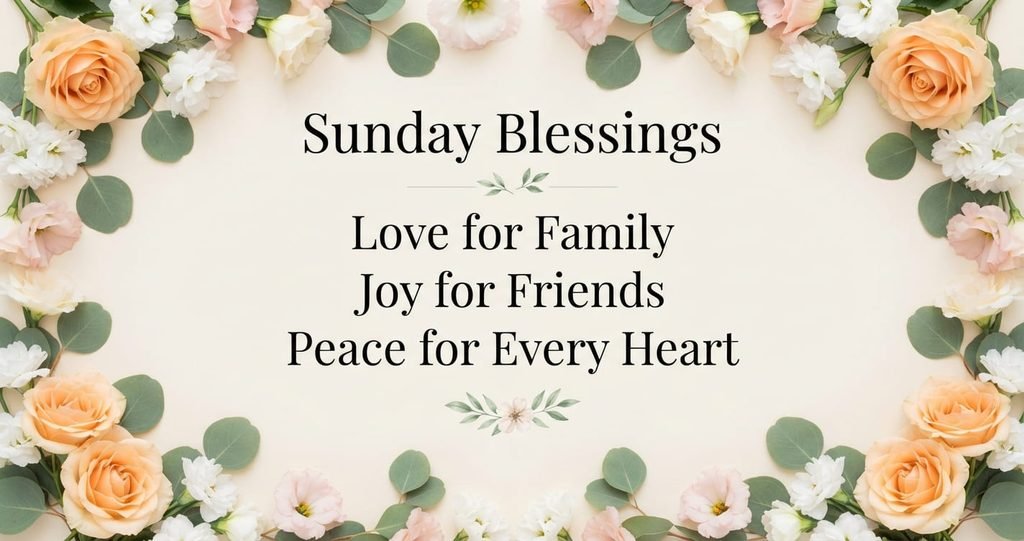 Beautiful Sunday blessings for friends and family with a floral border